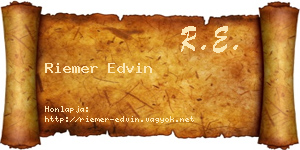Riemer Edvin névjegykártya
